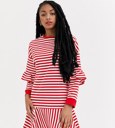 Трикотажное платье мини в полоску с баской ASOS DESIGN Petite-Мульти