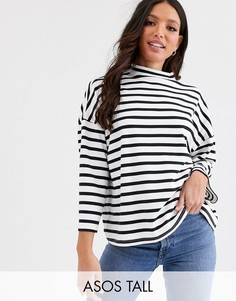 Топ в полоску с высоким воротником ASOS DESIGN Tall-Мульти