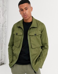 Куртка на молнии в стиле милитари G-Star-Зеленый