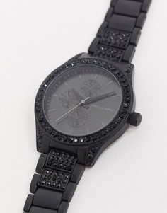 Черные часы-браслет со стразами ASOS DESIGN-Серебряный