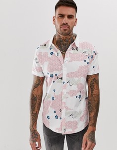 Рубашка с японским принтом Ringspun-Розовый