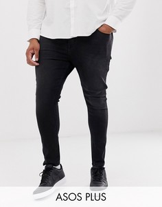 Выбеленные черные джинсы с напылением ASOS DESIGN Plus-Черный