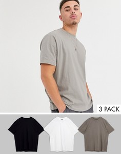 3 свободных футболки с круглым вырезом из органического хлопка ASOS DESIGN - Скидка-Мульти