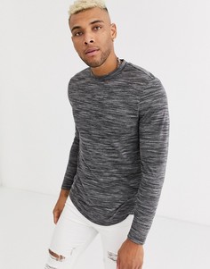 Длинный лонгслив с закругленным краем ASOS DESIGN-Черный