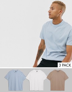 3 свободных футболки с круглым вырезом из органического хлопка ASOS DESIGN - Скидка-Мульти