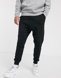 Черные джоггеры заниженного кроя ASOS DESIGN-Черный