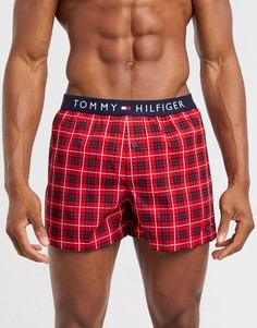 Хлопковые боксеры в красную клетку с логотипом на поясе Tommy Hilfiger-Красный