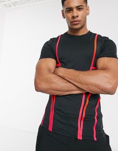 Спортивная футболка с сетчатыми вставками ASOS 4505-Черный