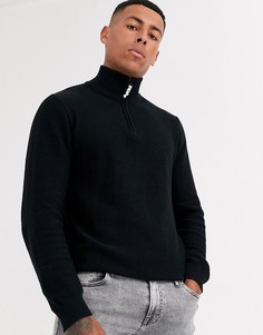 Вязаный свитер из органического хлопка с молнией Produkt-Черный