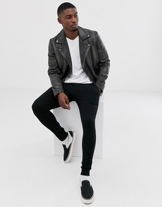 Байкерская куртка из натуральной кожи Barneys Originals-Черный