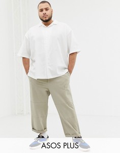 Свободная рубашка в белую сдержанную полоску ASOS WHITE Plus-Белый