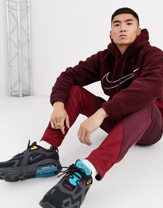 Красное/бордовое худи из искусственного меха Nike-Красный