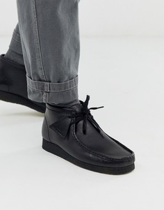 Черные кожаные ботинки Clarks Originals wallabee-Черный