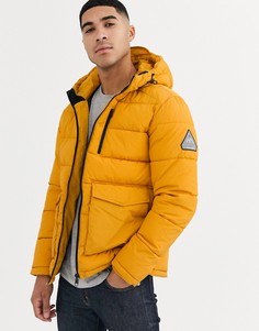 Желтая дутая куртка с капюшоном и накладными карманами Jack & Jones Originals-Желтый