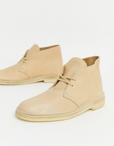 Беловатые кожаные дезерты Clarks Originals-Бежевый