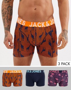 3 пары боксеров-брифов со звериным принтом Jack & Jones-Оранжевый