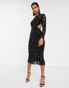 Ажурное платье миди с пайетками и открытой спиной ASOS EDITION-Черный