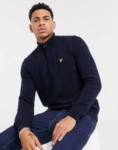 Темно-синий джемпер с короткой молнией Lyle & Scott