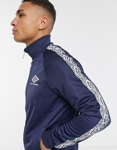 Темно-синий спортивный топ из политрикотажа Pretty Green x Umbro