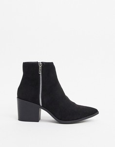 Черные ботильоны в ковбойском стиле на блочном каблуке New Look-Черный