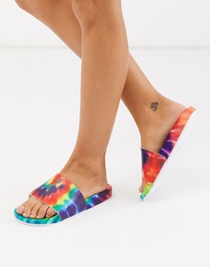 Шлепанцы с радужным принтом тай-дай ASOS DESIGN-Мульти