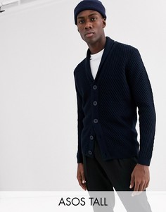 Темно-синий кардиган с ромбовидным рисунком ASOS DESIGN Tall