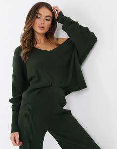 Свитшот для дома от комплекта в рубчик ASOS DESIGN-Зеленый