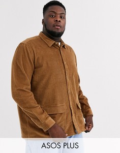 Светло-коричневая вельветовая рубашка ASOS DESIGN Plus-Светло-коричневый