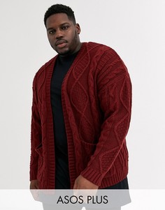 Бордовый кардиган крупной плотной вязки ASOS DESIGN Plus-Красный