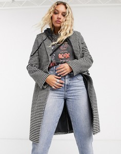 Приталенное пальто с узором \"гусиная лапка\" Bershka-Мульти