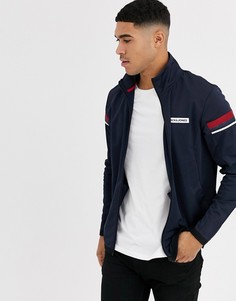 Темно-синяя трикотажная куртка на молнии с отделкой лентой Jack & Jones Core-Темно-синий