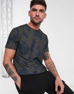 Футболка темного цвета хаки с цветочным принтом New Look-Зеленый