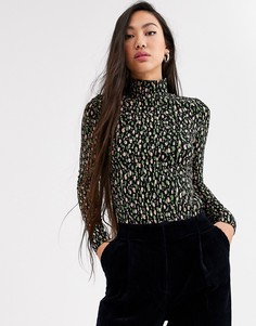 Черный трикотажный топ в горошек Monki