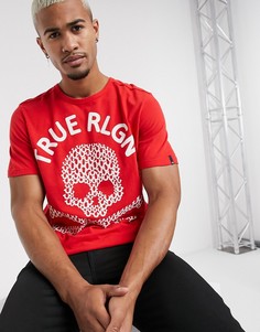 Красная футболка с фактурным логотипом-черепом True Religion-Красный
