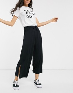 Укороченные брюки с затягивающимся шнурком ASOS DESIGN-Черный