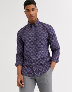 Приталенная рубашка в полоску и клетку Ben Sherman-Темно-синий