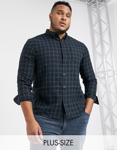 Черная рубашка в клетку с длинными рукавами Topman Big & Tall-Зеленый