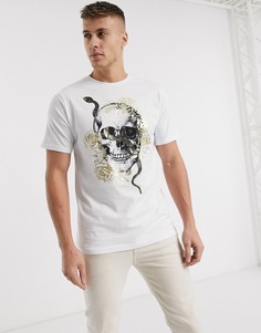 Белая футболка с блестящим принтом River Island-Белый