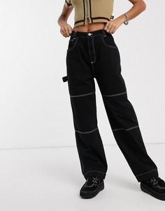 Свободные брюки карго с контрастными строчками Kickers-Черный