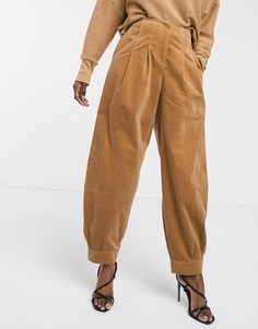 Вельветовые брюки с суженными книзу широкими штанинами ASOS DESIGN-Светло-коричневый