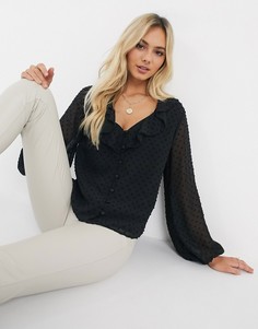 Черный топ в горошек New Look