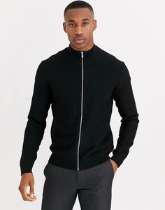 Черный премиум-кардиган на молнии Jack & Jones