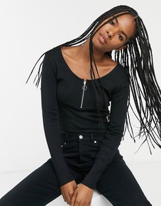 Черный топ с молнией Only