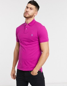 Фиолетовое зауженное поло из ткани пике с логотипом Polo Ralph Lauren-Розовый
