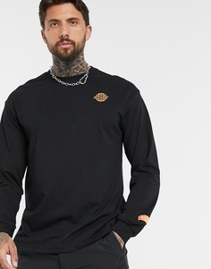 Черный свободный лонгслив с принтом Bershka