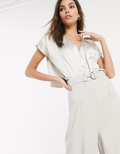 Светло-бежевый комбинезон с короткими рукавами River Island