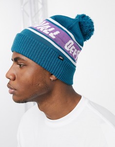 Синяя шапка бини с помпоном Vans Off The Wall-Синий