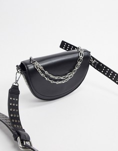 Черная сумка на плечо с цепочкой Topshop-Черный