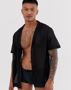 Черная сетчатая рубашка от комплекта ASOS DESIGN-Черный