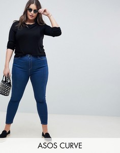 Джинсы скинни с завышенной талией ASOS DESIGN Curve Ridley-Синий